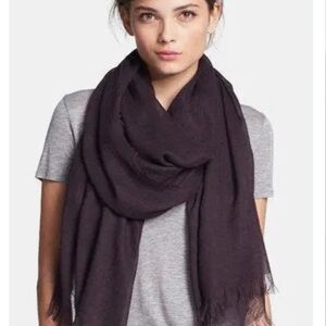 Vince Cashmere Blend Fringe Scarf - MERLOT